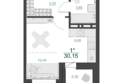 Дивные Дали, 2 очередь: Планировка 1-комн 30,15 м²