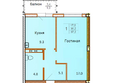 Сибирский Двор, дом 6: Планировка 1-комн 37,2 м²