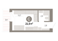 Квартал Молодость, дом 1: Планировка Студия 21,85 - 22,55 м²