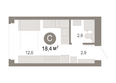 Квартал Молодость, дом 1: Планировка Студия 18,43, 18,47 м²