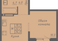 Гильдия: Планировка 1-комн 34, 34,1 м²