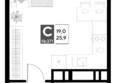 Снегири: Планировка Студия 25,9, 27 м²