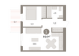 Пшеница, дом 5.2: Планировка 1-комн 44,36 м²