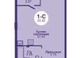 Базилик, дом 1: Планировка Студия 25,42 м²