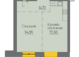 Семья, 4 очередь, б/c 8: Планировка 1-комн 48,99 м²