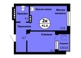 Серебряный, дом 1 корпус 1: Планировка 2-комн 41,6 - 42,6 м²
