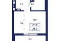 Gorizont (Горизонт), дом 2: Планировка Студия 26,9 м²