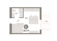 Пшеница, дом 5.2: Планировка Студия 30,7 м²