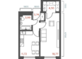 Салют: Планировка 1-комн 42,52 м²