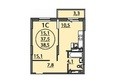 Матрешкин двор, 105, дом 1, сек 3: Планировка 1-комн 38,3 м²