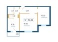 Нанжуль-Солнечный, дом 4: Планировка двухкомнатной квартиры 53,58 кв.м