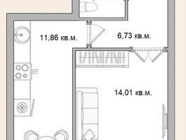 Продается 1-комнатная квартира ЖК Берёзка, дом 1, 40.87  м², 6090000 рублей