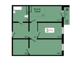 Продается 3-комнатная квартира ЖК КБС. Классика, дом 1, 74.8  м², 8300000 рублей