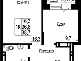 Продается 1-комнатная квартира ЖК Подзолкова, дом 19, 38.8  м², 6479600 рублей