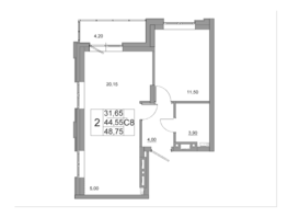 Продается 2-комнатная квартира ЖК Дивные Дали, дом 1, 48.75  м², 5435625 рублей