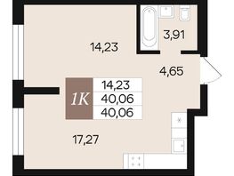 Продается 1-комнатная квартира ЖК Роза ветров, 40.06  м&sup2;, 6724360 рублей