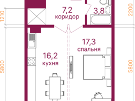Продается 1-комнатная квартира ЖК Видный-3, блок-секция 4, 50.4  м&sup2;, 8133000 рублей