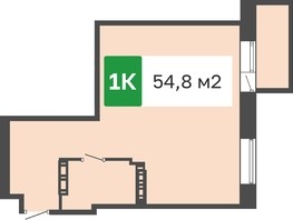 Продается 1-комнатная квартира ЖК Зеленый остров, дом 1, 54.8  м², 8652000 рублей