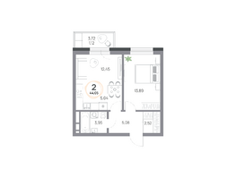 Продается 2-комнатная квартира ЖК Юдинский, дом 1.4, 44.05  м&sup2;, 6532615 рублей
