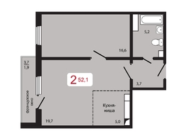 Продается 2-комнатная квартира ЖК КБС. Берег, дом 5 строение 2, 52.1  м², 6668800 рублей