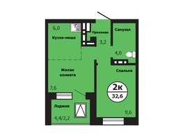 Продается 2-комнатная квартира ЖК Тихие зори, дом Гранит корпус 1, 32.3  м&sup2;, 5781700 рублей