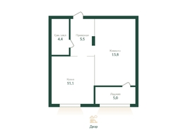 Продается 1-комнатная квартира ЭКО ПАРК, 1 этап, 42 м², 4620000 рублей