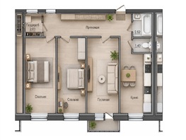 Продается 3-комнатная квартира ЖК Наш дворик, 72.41  м&sup2;, 7965100 рублей