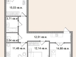 Продается 3-комнатная квартира ЖК Берёзка, дом 1, 75.1 м², 9913000 рублей