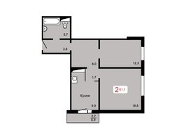 Продается 2-комнатная квартира ЖК Домино, дом 2, 61.1  м², 7087600 рублей