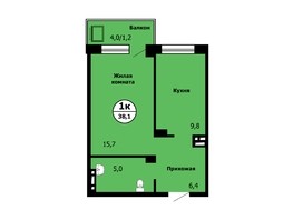 Продается 1-комнатная квартира ЖК Новые Черёмушки, дом 2, 38  м², 4050000 рублей