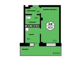 Продается 1-комнатная квартира ЖК Новые Черёмушки, дом 1 корпус 1, 32.5  м², 4030000 рублей