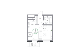 Продается 1-комнатная квартира ЖК Юдинский, дом 1.4, 37.17  м&sup2;, 5456556 рублей