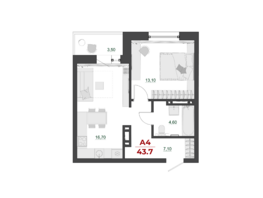 Продается 1-комнатная квартира ЖК Familia (Фамилия), дом 7, 43.7  м², 6205400 рублей