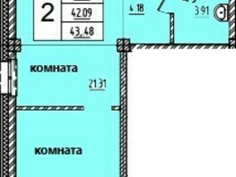 Продается 2-комнатная квартира ЖК Дом на Светлова, 43.57  м², 4792700 рублей