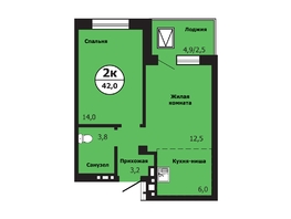 Продается 2-комнатная квартира ЖК Тихие зори, дом Гранит корпус 1, 41.8  м&sup2;, 6479000 рублей