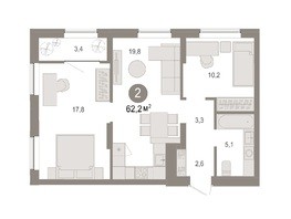 Продается 2-комнатная квартира ЖК Пшеница, дом 4, 62.52  м², 8040000 рублей