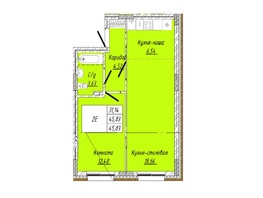 Продается 1-комнатная квартира ЖК На 2-й Дачной, 45 м², 8616040 рублей