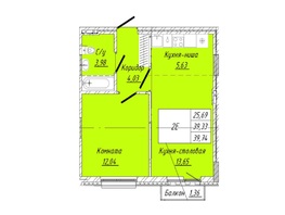 Продается 1-комнатная квартира ЖК На 2-й Дачной, 39 м², 7684950 рублей