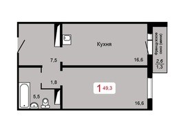 Продается 1-комнатная квартира ЖК Мичурино, дом 2 строение 4, 49.3  м², 5260000 рублей