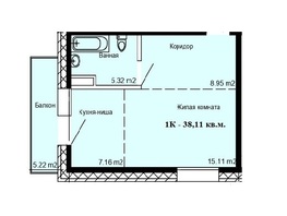 Продается 1-комнатная квартира ЖК Восточный, 38.11  м², 5907050 рублей