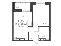 Продается 2-комнатная квартира ЖК Дивные Дали, дом 1, 38.25  м², 4437000 рублей