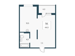 Продается 1-комнатная квартира ЖК Эко-квартал на Кедровой, д 3 сек 1, 44.5  м&sup2;, 5450000 рублей