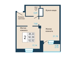 Продается 2-комнатная квартира ЖК Светлогорский, II очередь, 52.52  м&sup2;, 8550000 рублей
