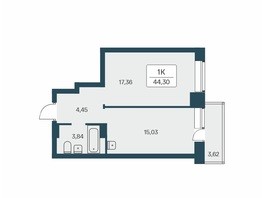 Продается 1-комнатная квартира ЖК Расцветай на Зорге, дом 2, 44.3  м², 4450000 рублей