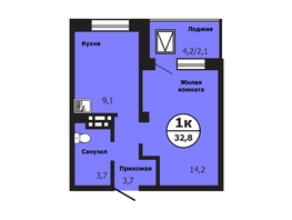 Продается 1-комнатная квартира ЖК Тихие зори, дом Гранит корпус 2, 32.9  м², 5231100 рублей