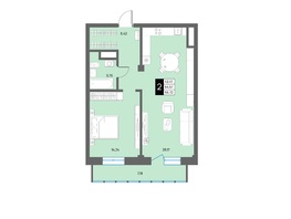 Продается 2-комнатная квартира ЖК Дом на Светлова, 56.72  м&sup2;, 7373600 рублей