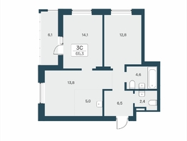 Продается 3-комнатная квартира ЖК Расцветай на Учительской, 65.3  м&sup2;, 9800000 рублей