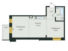 Продается 2-комнатная квартира ЖК Семья, 3 очередь, б/с 5, 58.07  м², 1 рублей