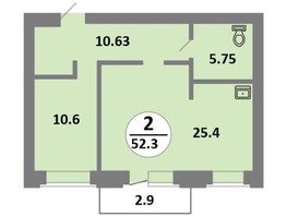 Продается 2-комнатная квартира ЖК Снегири, дом 11, 53.3 м², 6810000 рублей