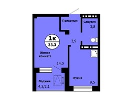 Продается 1-комнатная квартира ЖК Тихие зори, дом Стрелка, корпус 1, 33.4  м², 4542400 рублей